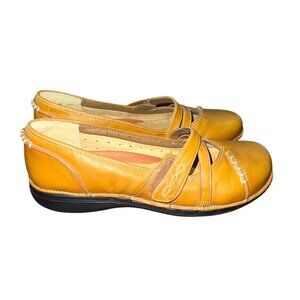 Clarks Unstructured Womens Leather Mary Jane Flats Size 8W Tan‎
